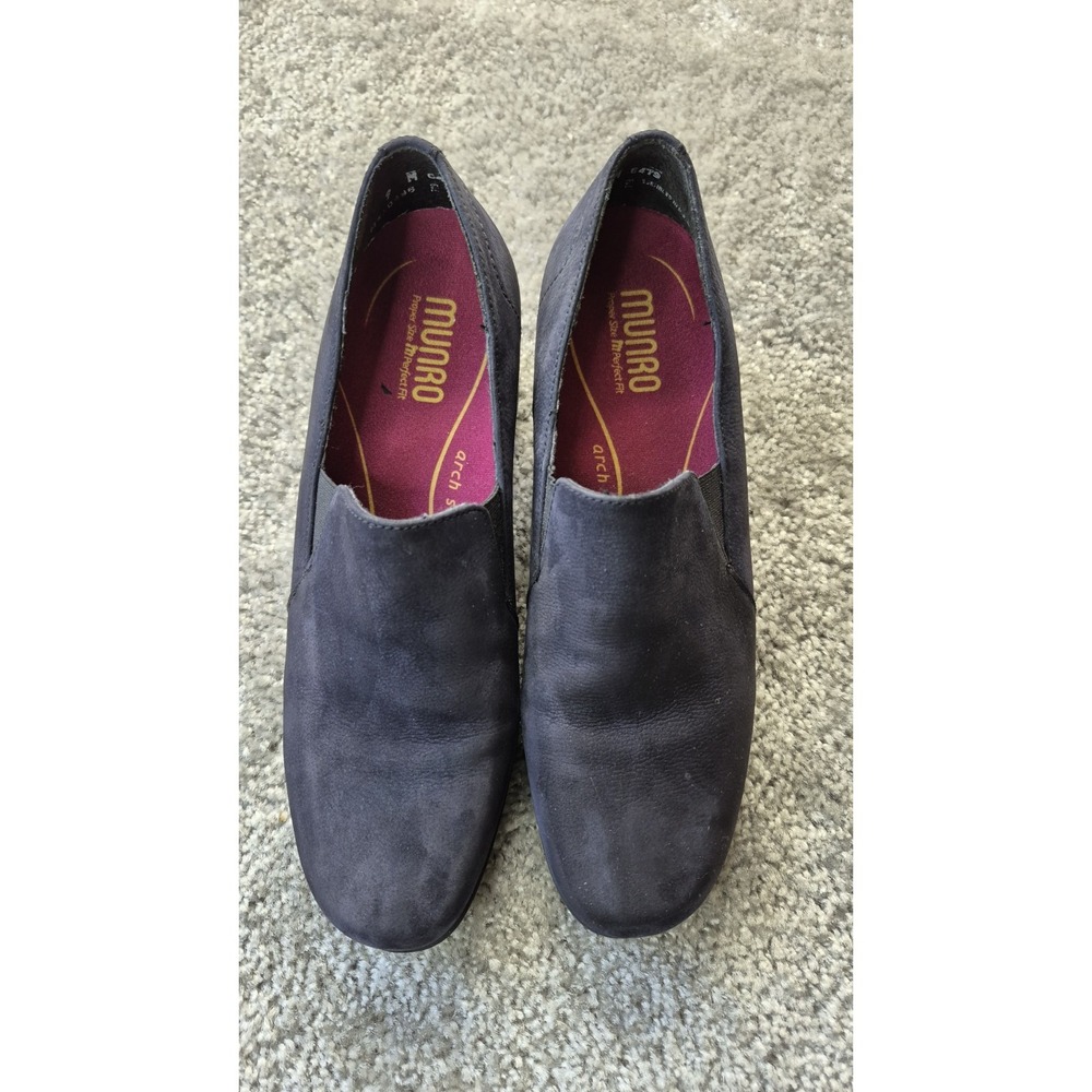 Munro Black‎ Leather Soft Suede Wedge Heel Slip Ons Womens Size 9M Y2K